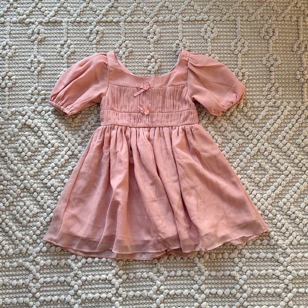 Ivy City Co Valentine’s Bow Puff Sleeve Girls Dress 2T